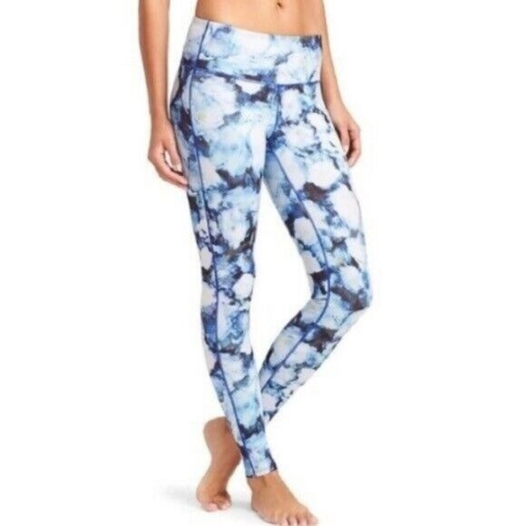 Athleta Pants - ATHLETA Blue Floral Crush Chaturanga Leggings